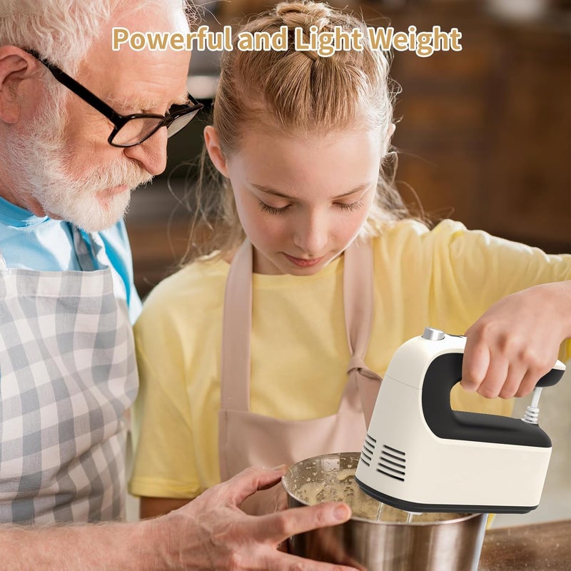 Yomelo 9-Speed Digital Hand Mixer Electric, 400W Powerful DC Motor, Hand Mixer Electric Handheld with Snap-On Storage Case, 5 Stainless Steel Accessories, Beaters, Dough Hooks, Whisk(Creamy/Black) - Image 3